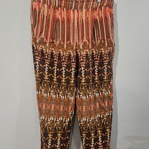BCBG MaxAzria Beck 100% Silk Safron Orange Crop Pants Size Medium